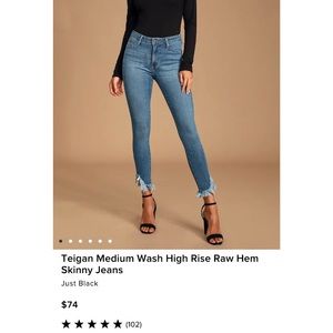 JUST BLACK DENIM High Rise Raw Hem Skinny Jeans
